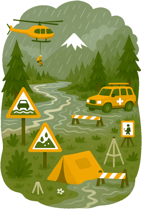Ilustración para plasmar Riesgos Naturales y Protección Civil